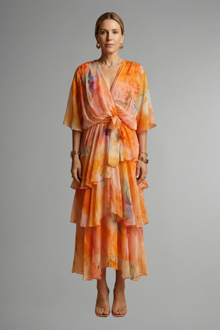Robe Maxi Femme avec Surface Imprimée et Jupe Flottante
