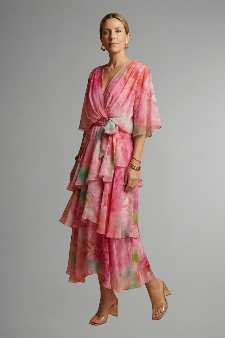 Robe Maxi Femme avec Surface Imprimée et Jupe Flottante