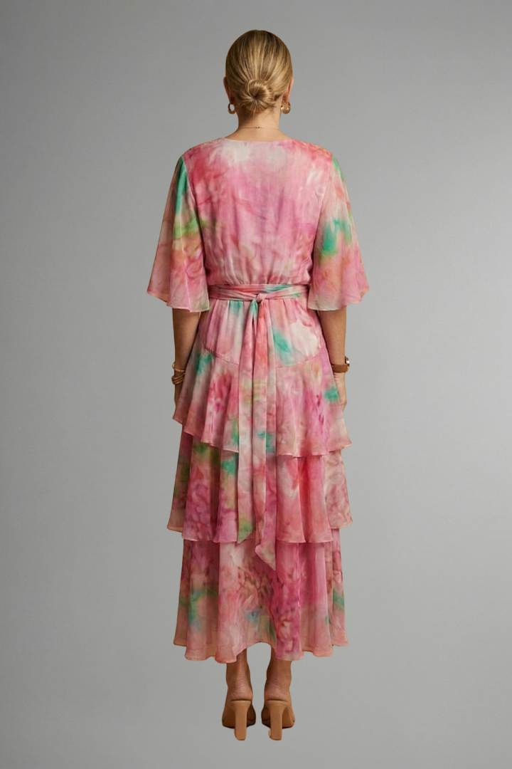 Robe Maxi Femme avec Surface Imprimée et Jupe Flottante