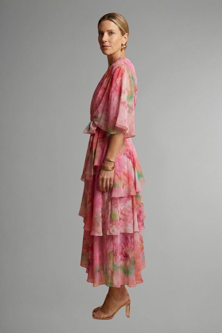 Robe Maxi Femme avec Surface Imprimée et Jupe Flottante