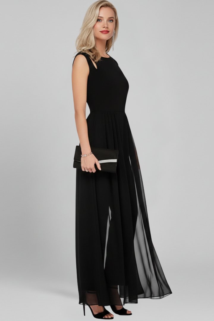 Robe Maxi Femme Sans Manches avec Fente Latérale