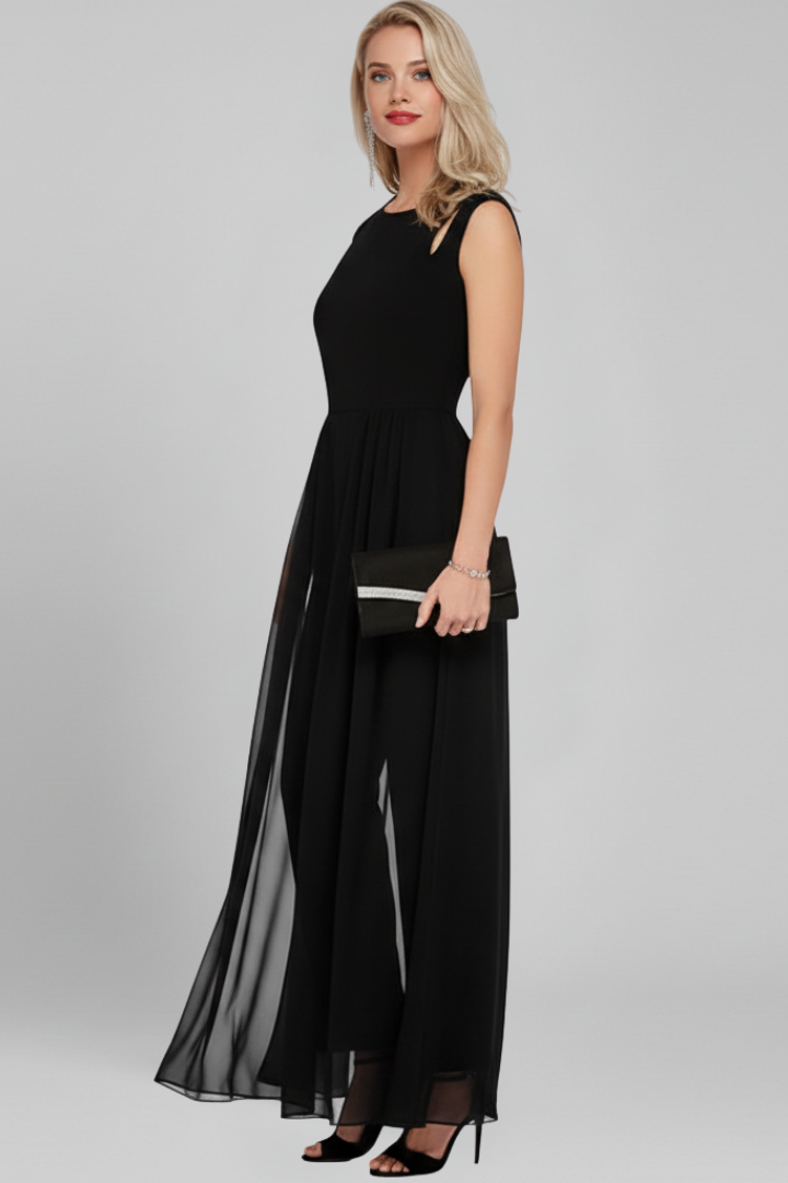 Robe Maxi Femme Sans Manches avec Fente Latérale