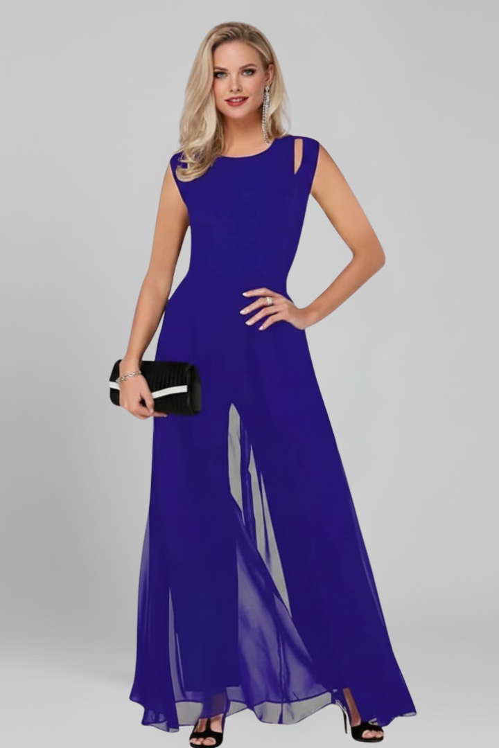Robe Maxi Femme Sans Manches avec Fente Latérale