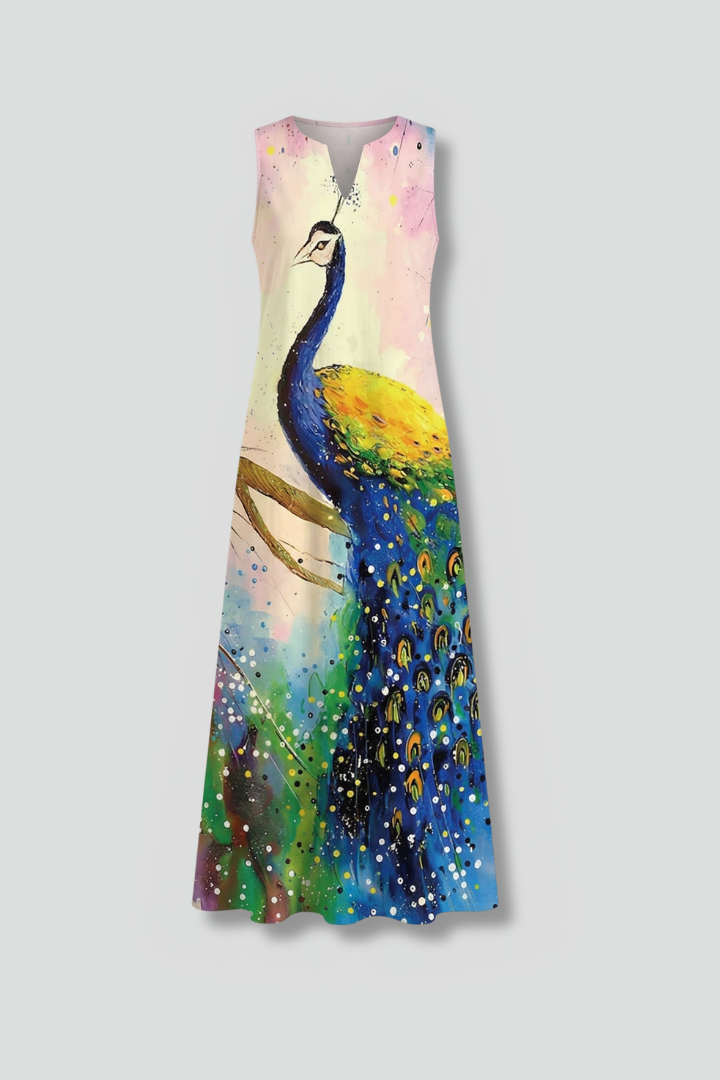 Robe Maxi Femme avec Décolleté Fendu et Design Sans Manches
