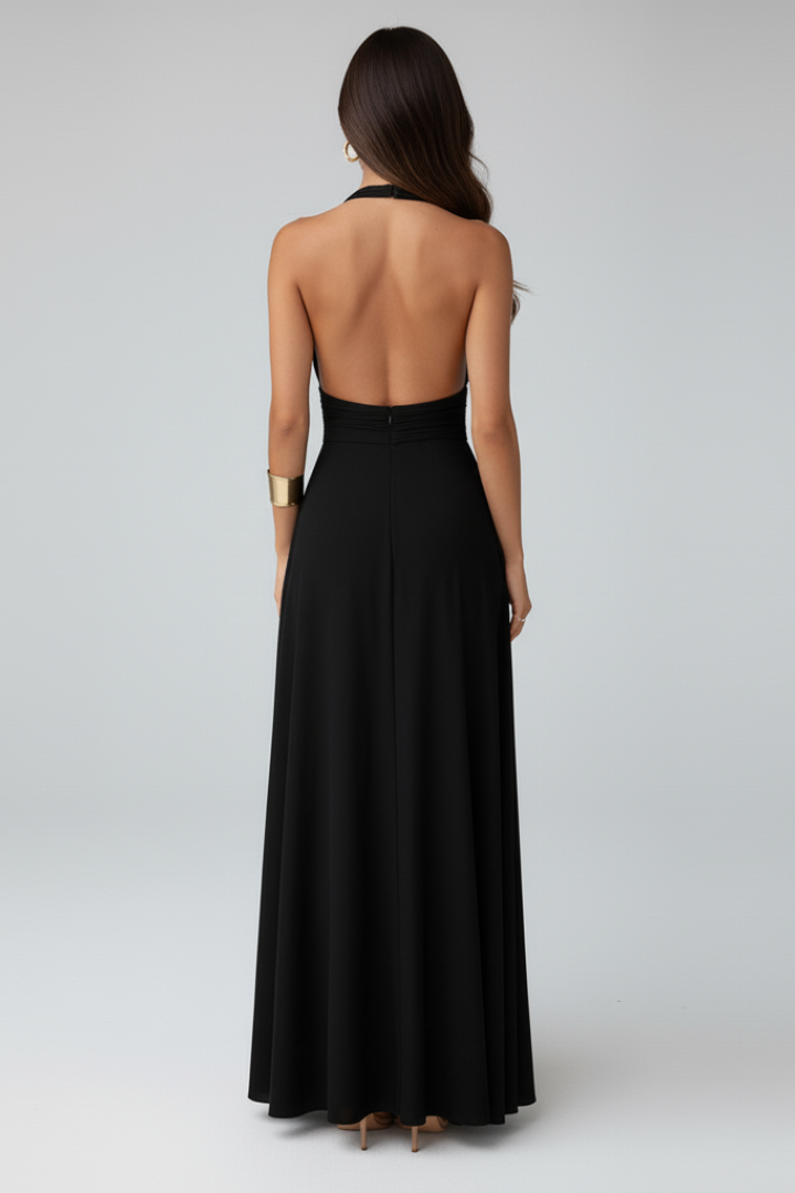 Robe Maxi Femme avec Détail à Nouer et Fente