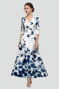 Robe Maxi Femme avec Décolleté en V et Surface Imprimée