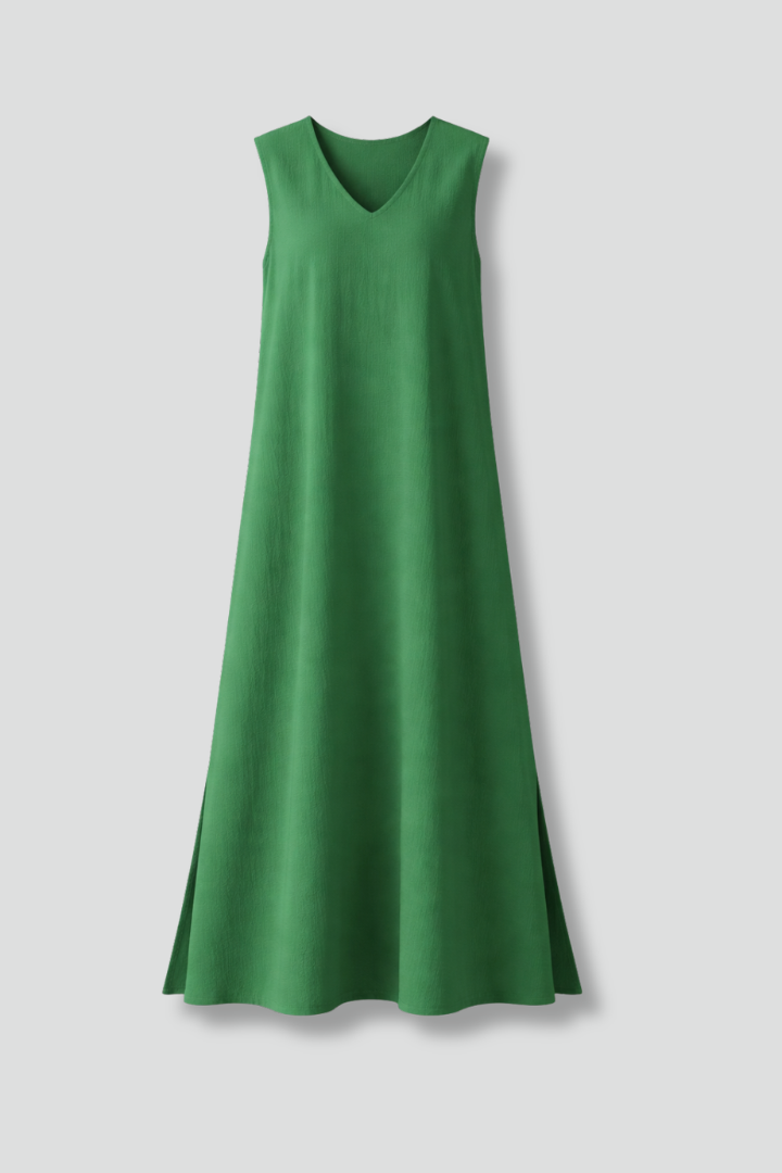 Robe Maxi Femme avec Décolleté en V et Fente Latérale