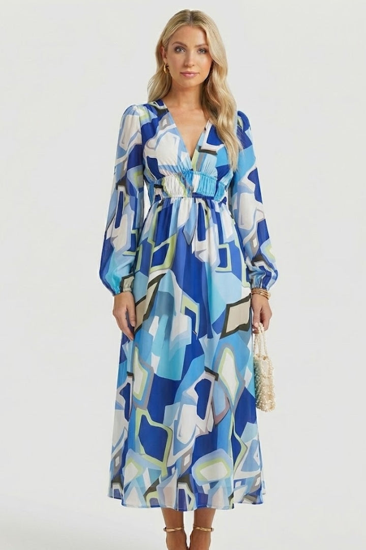 Robe Maxi Femme avec Décolleté en V et Imprimé Floral
