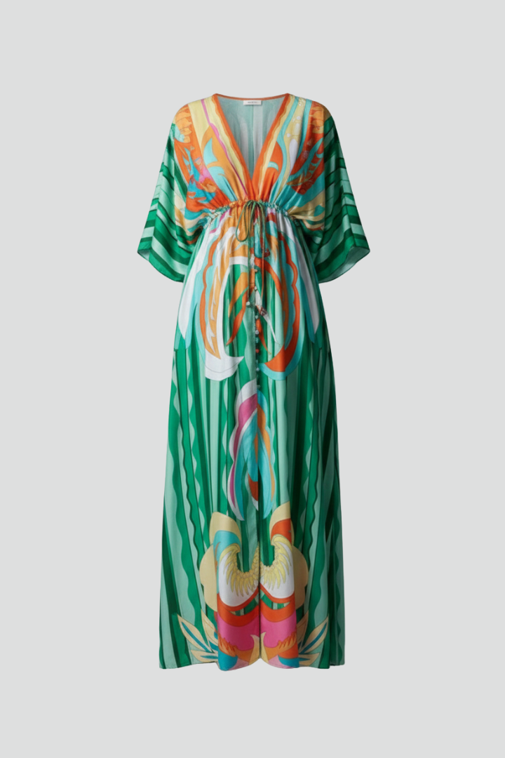 Robe Maxi Femme avec Décolleté en V et Taille À Nouer