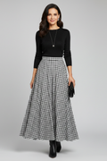 Jupe Maxi Femme avec Taille Haute et Motif à Carreaux
