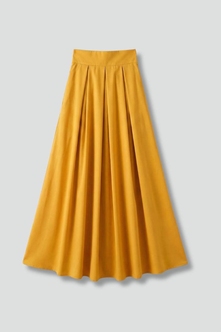 Jupe Maxi Femme Taille Haute avec Pli Frontale