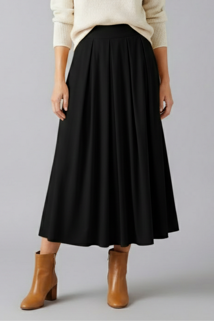 Jupe Maxi Femme Taille Haute avec Pli Frontale