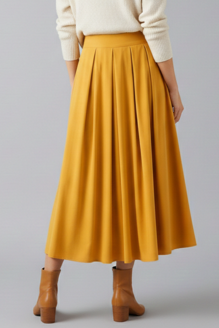 Jupe Maxi Femme Taille Haute avec Pli Frontale