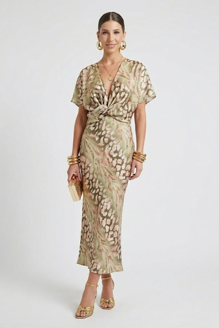 Robe Midi Femme avec Jupe Plissée et Imprimé Floral