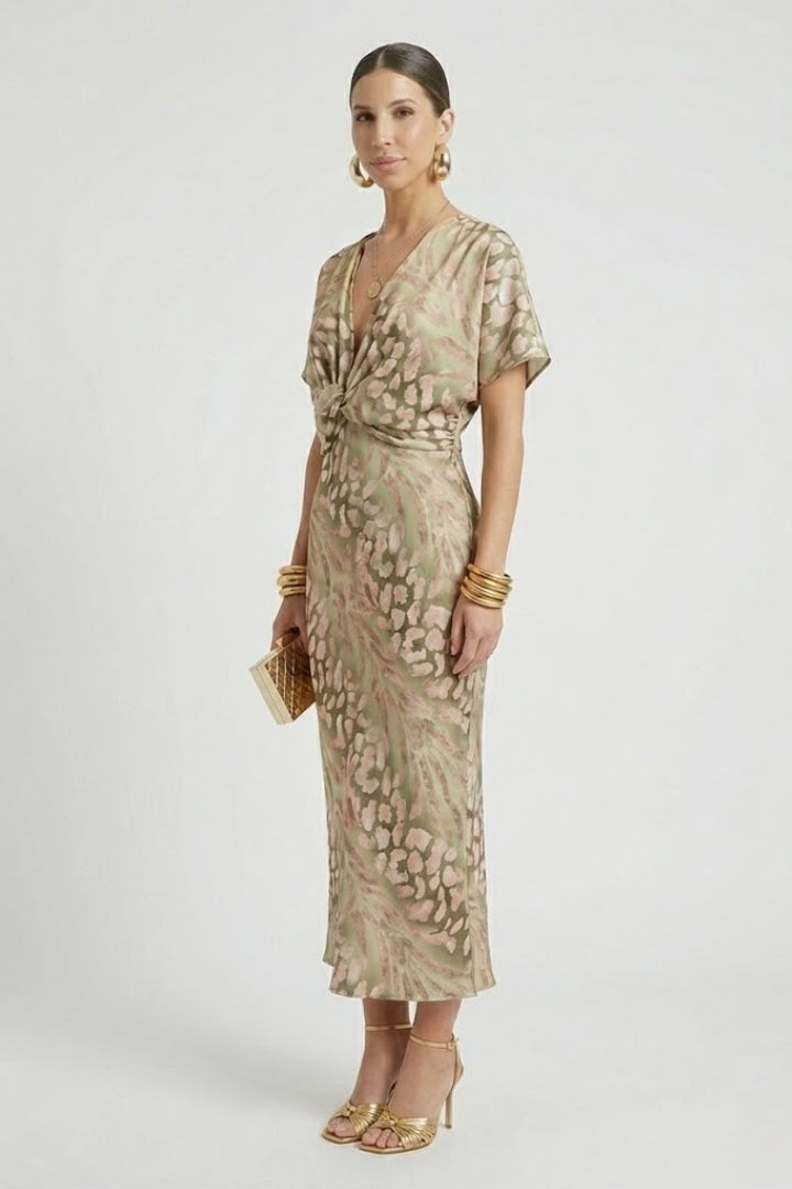 Robe Midi Femme avec Jupe Plissée et Imprimé Floral
