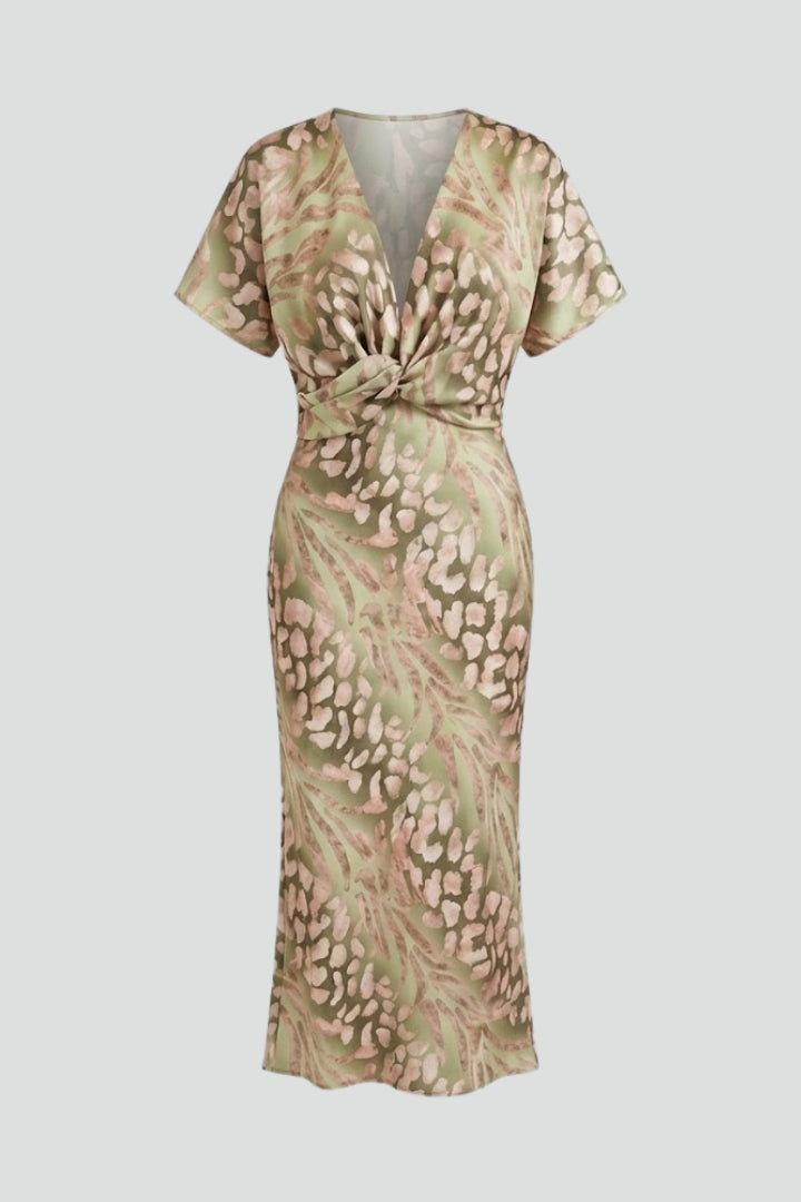 Robe Midi Femme avec Jupe Plissée et Imprimé Floral