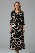 Robe Midi Femme avec Col Revers et Ceinture à la Taille
