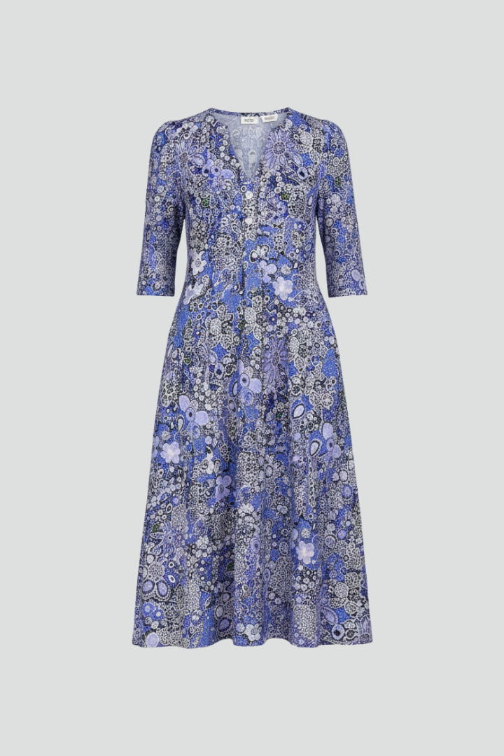 Robe Midi Femme avec Décolleté en V et Manches Trois Quarts