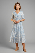 Robe Midi Femme avec Décolleté en V et Poches Latérales