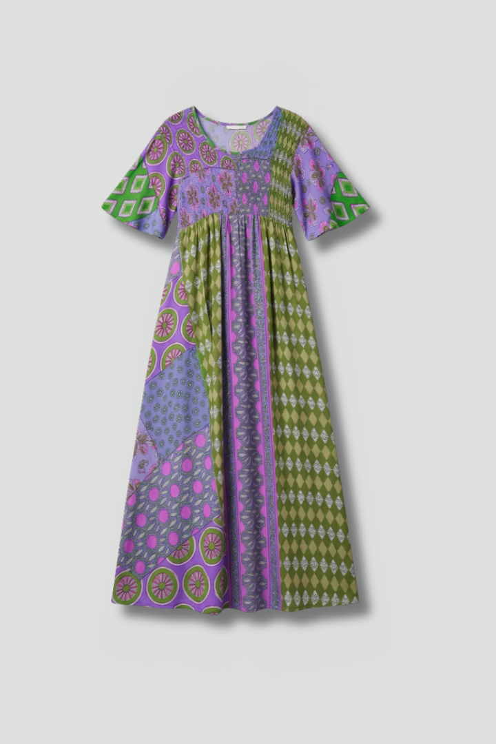 Robe Midi Femme avec Motif Paisley et Encolure Ronde