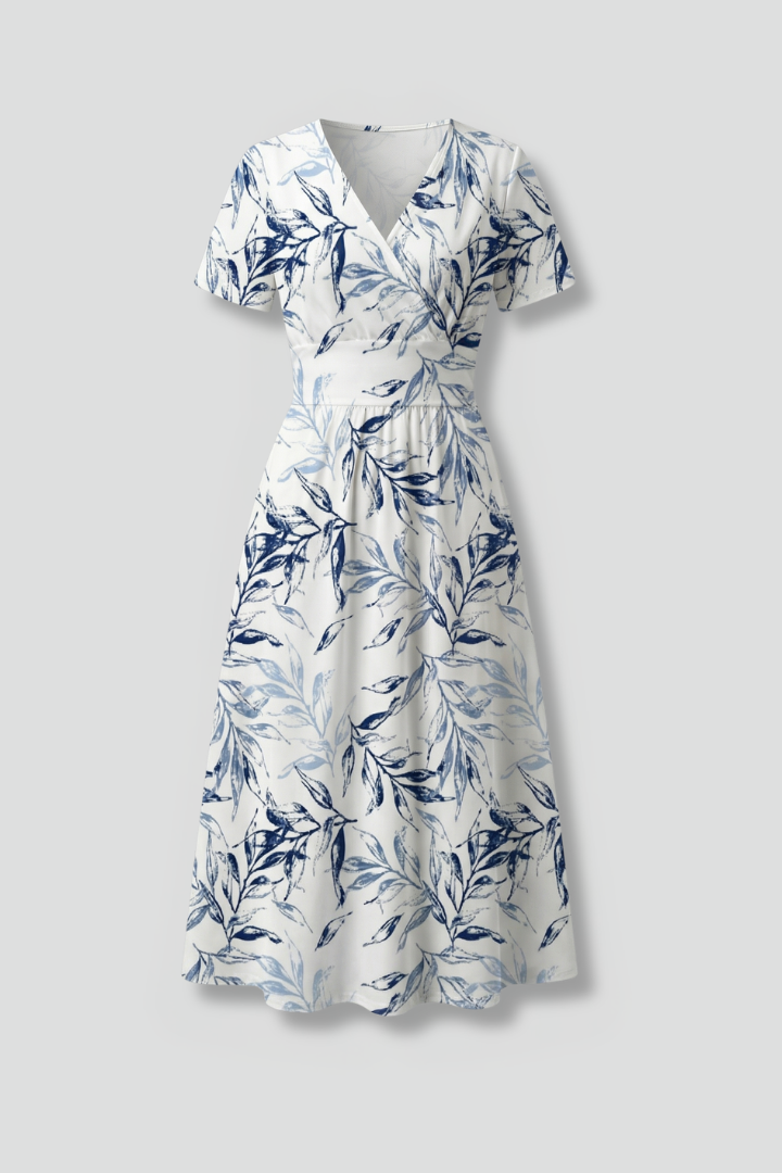 Robe Midi Femme avec Décolleté en V et Imprimé Floral