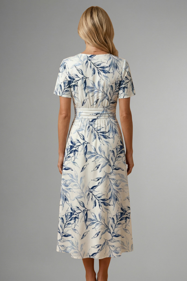 Robe Midi Femme avec Décolleté en V et Imprimé Floral