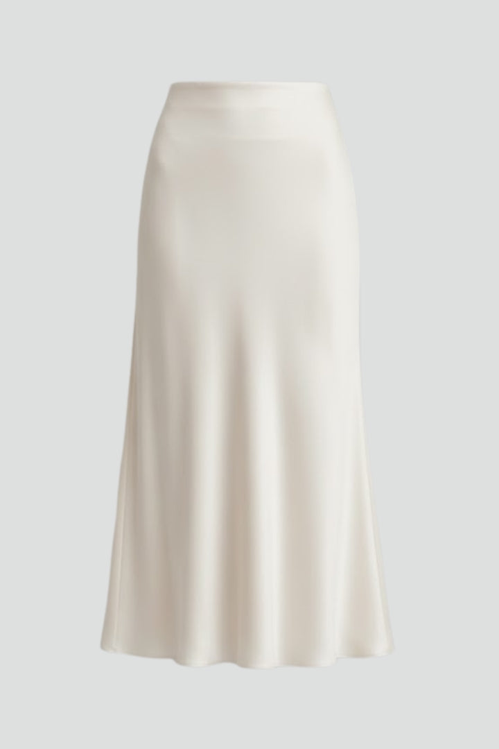 Jupe Midi Femme Taille Haute avec Coupe Drapée