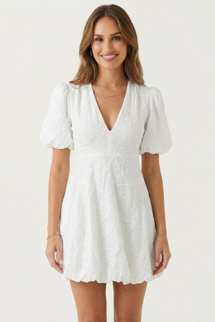 Robe Mini Femme avec Manches Bouffantes