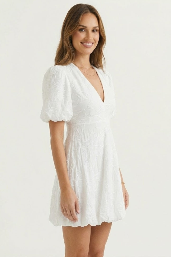 Robe Mini Femme avec Manches Bouffantes