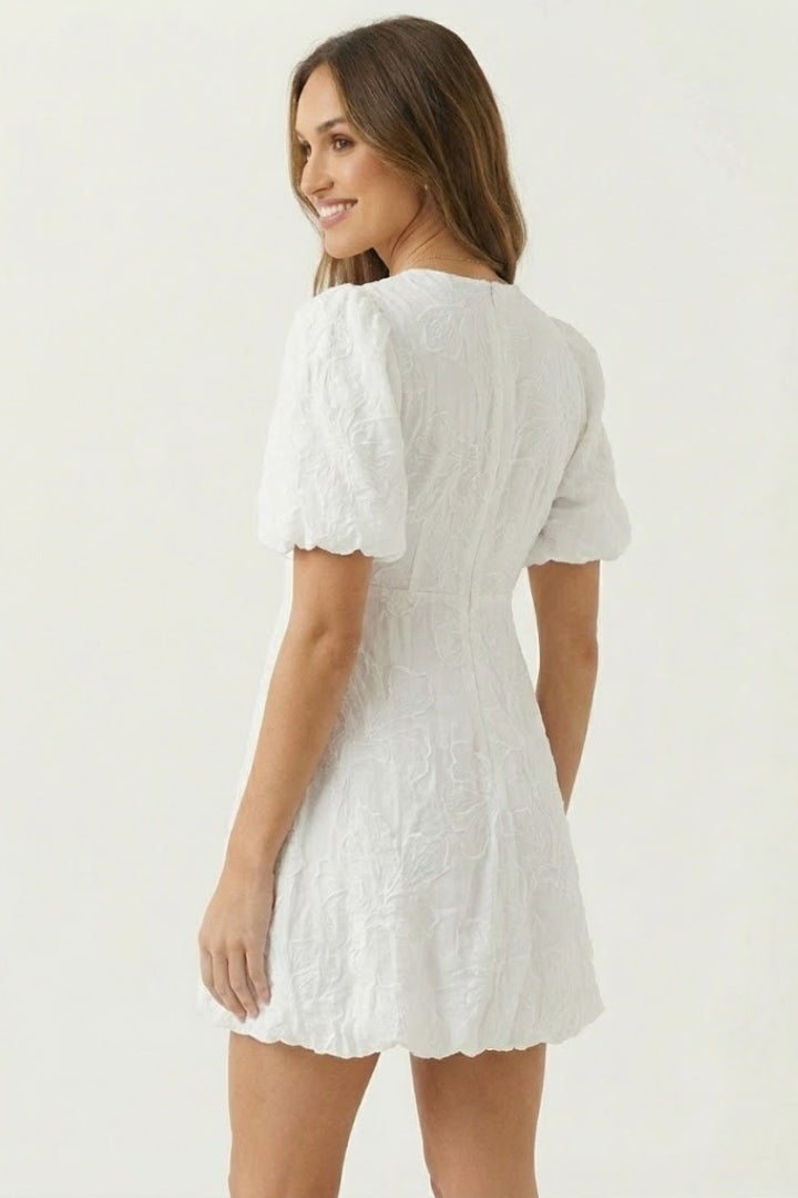Robe Mini Femme avec Manches Bouffantes