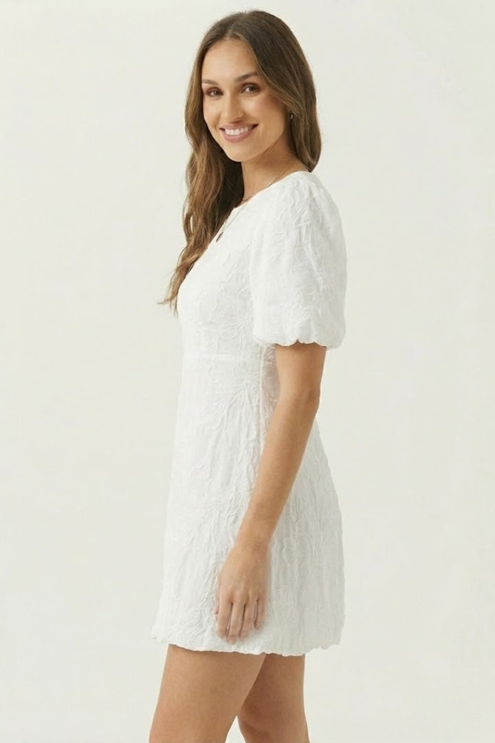 Robe Mini Femme avec Manches Bouffantes