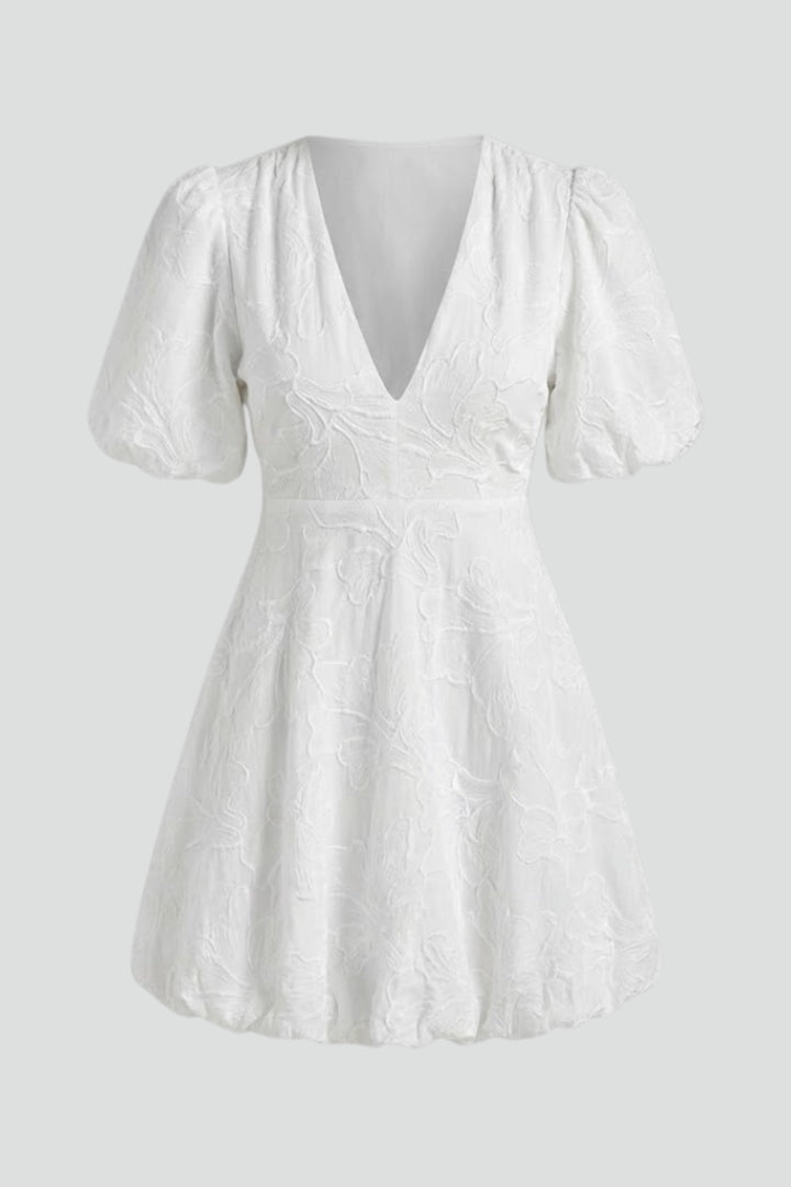 Robe Mini Femme avec Manches Bouffantes