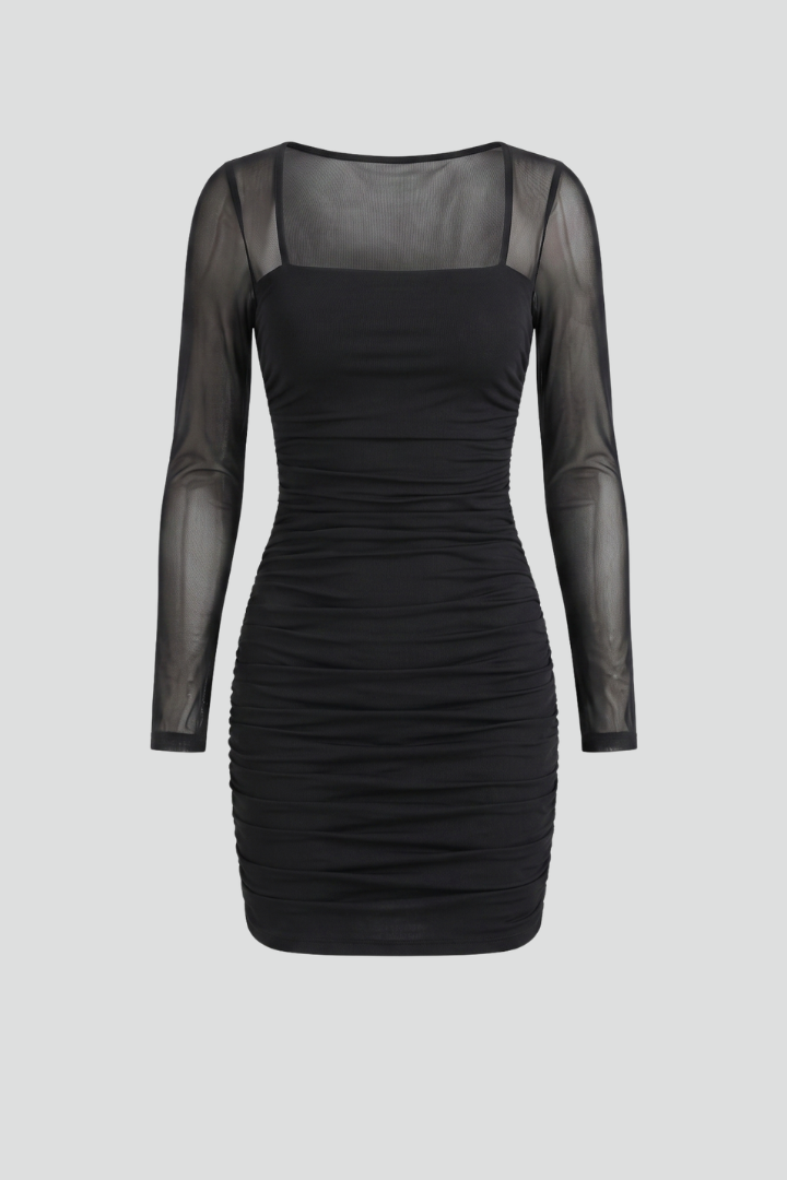 Robe Mini Femme avec Décolleté Carré pour un Port Toute Saison