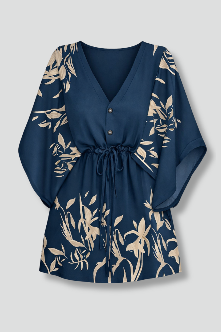 Robe Mini Femme avec Décolleté en V et Ceinture à Nouer