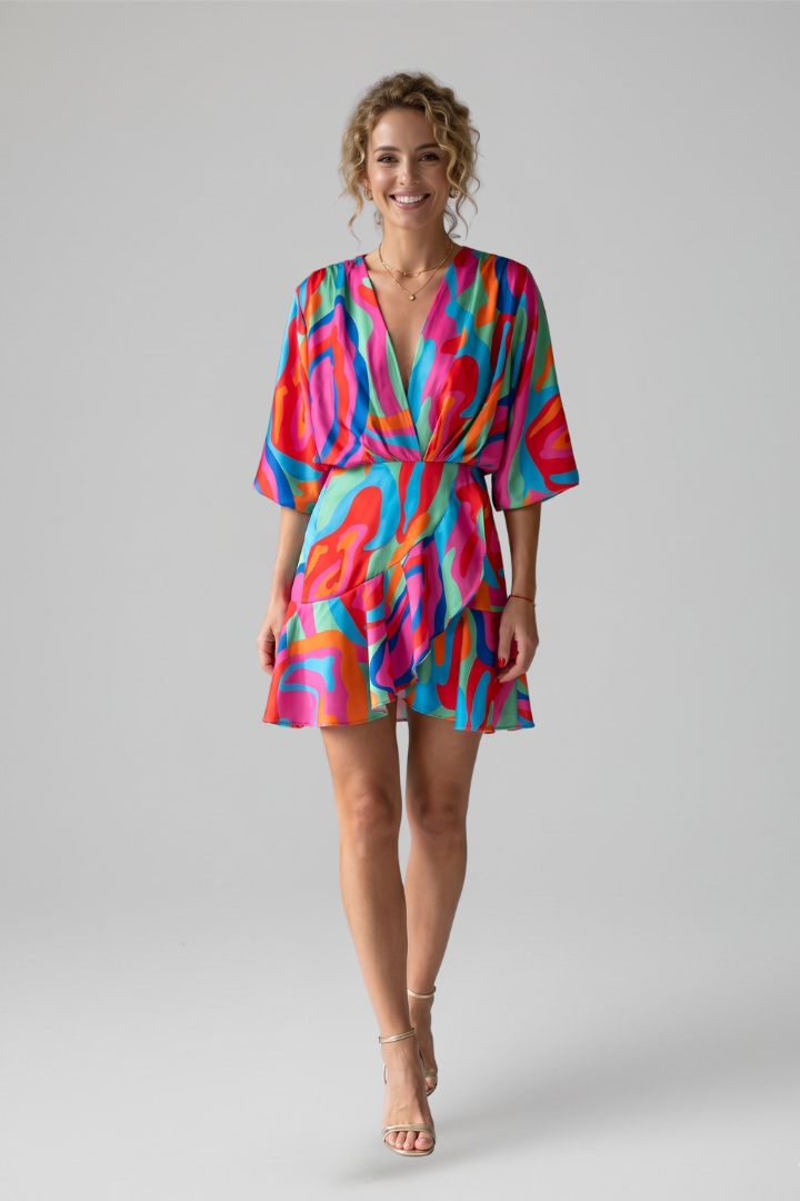 Robe Mini Femme avec Décolleté en V pour l'Été