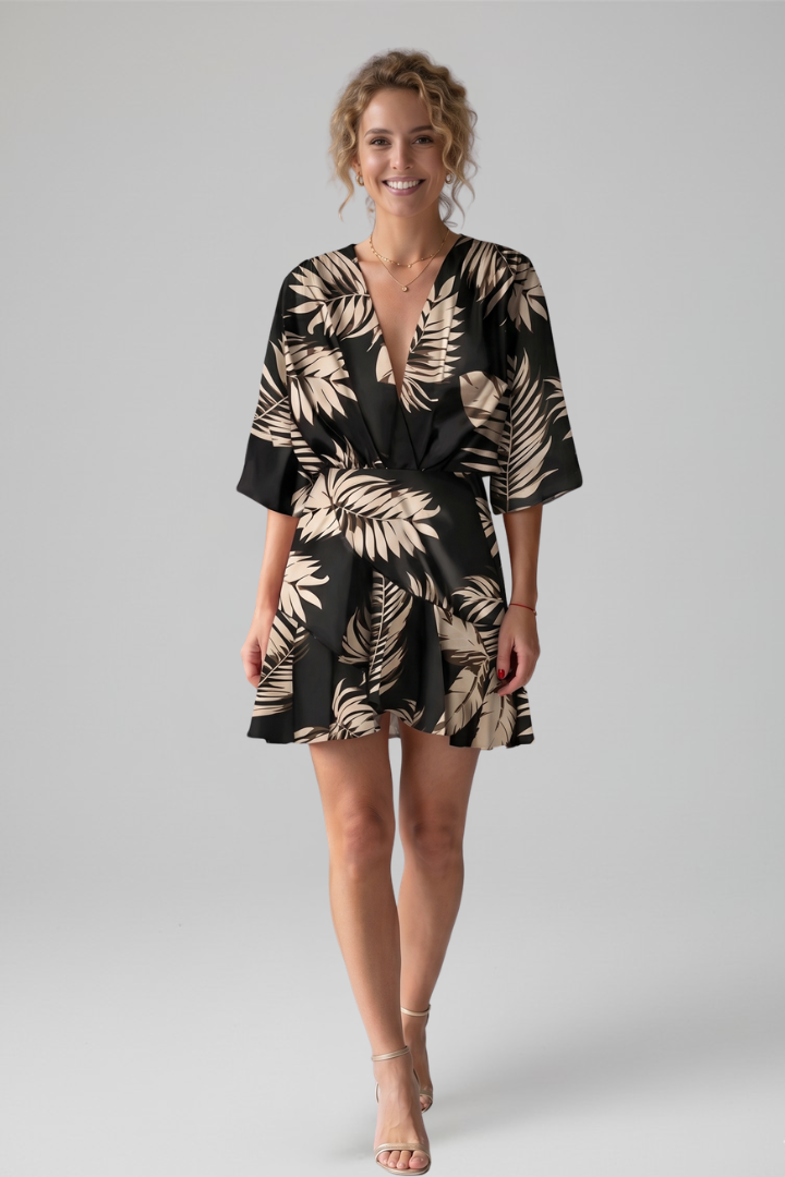 Robe Mini Femme avec Décolleté en V pour l'Été
