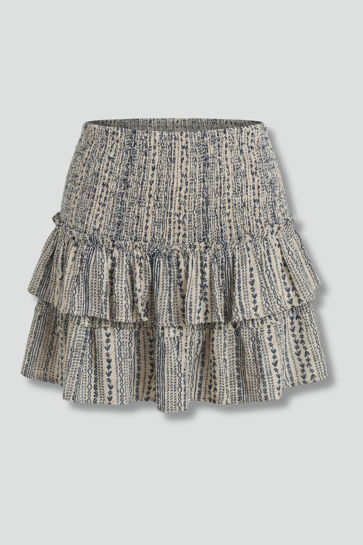 Jupe Mini Femme avec Taille Froncée et Volants