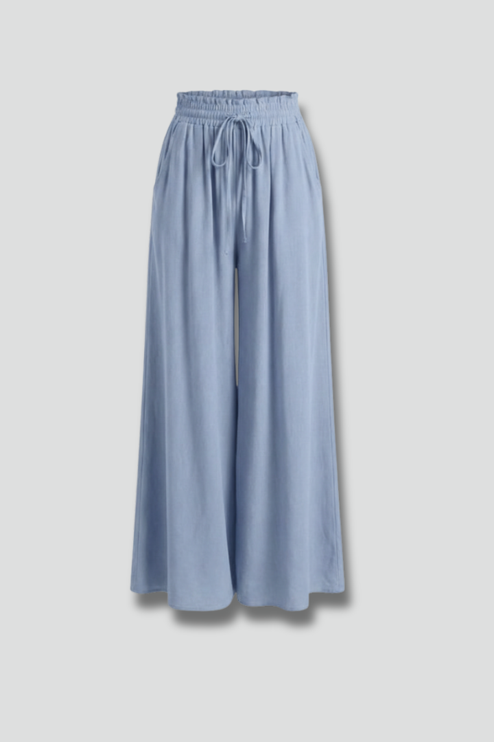 Pantalons Palazzo pour Femmes avec Taille Élastique et Poches Latérales