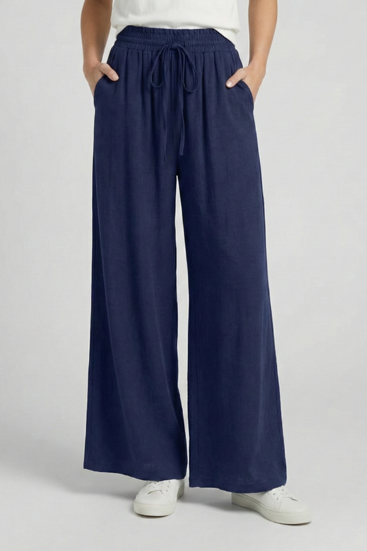 Pantalons Palazzo pour Femmes avec Taille Élastique et Poches Latérales