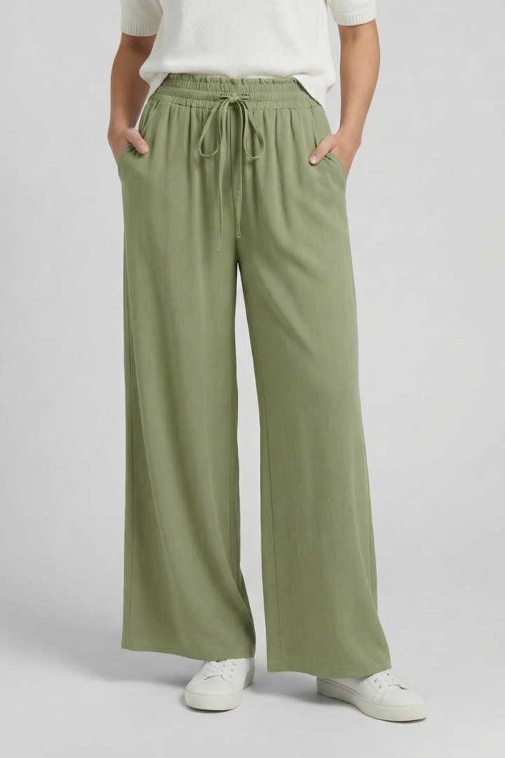 Pantalons Palazzo pour Femmes avec Taille Élastique et Poches Latérales
