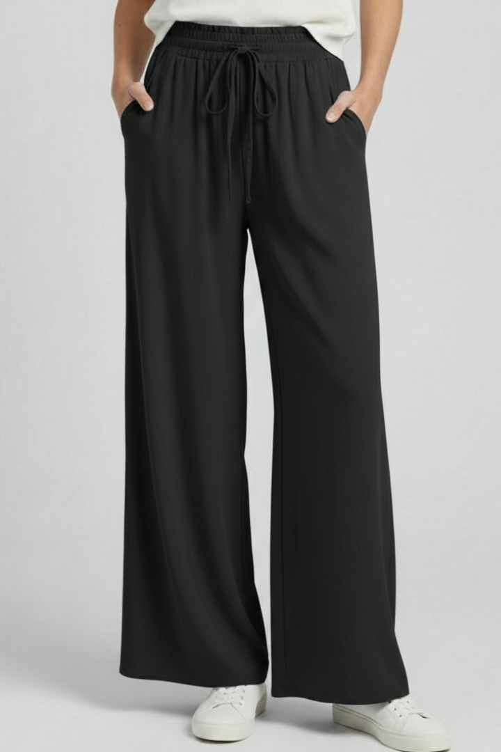 Pantalons Palazzo pour Femmes avec Taille Élastique et Poches Latérales