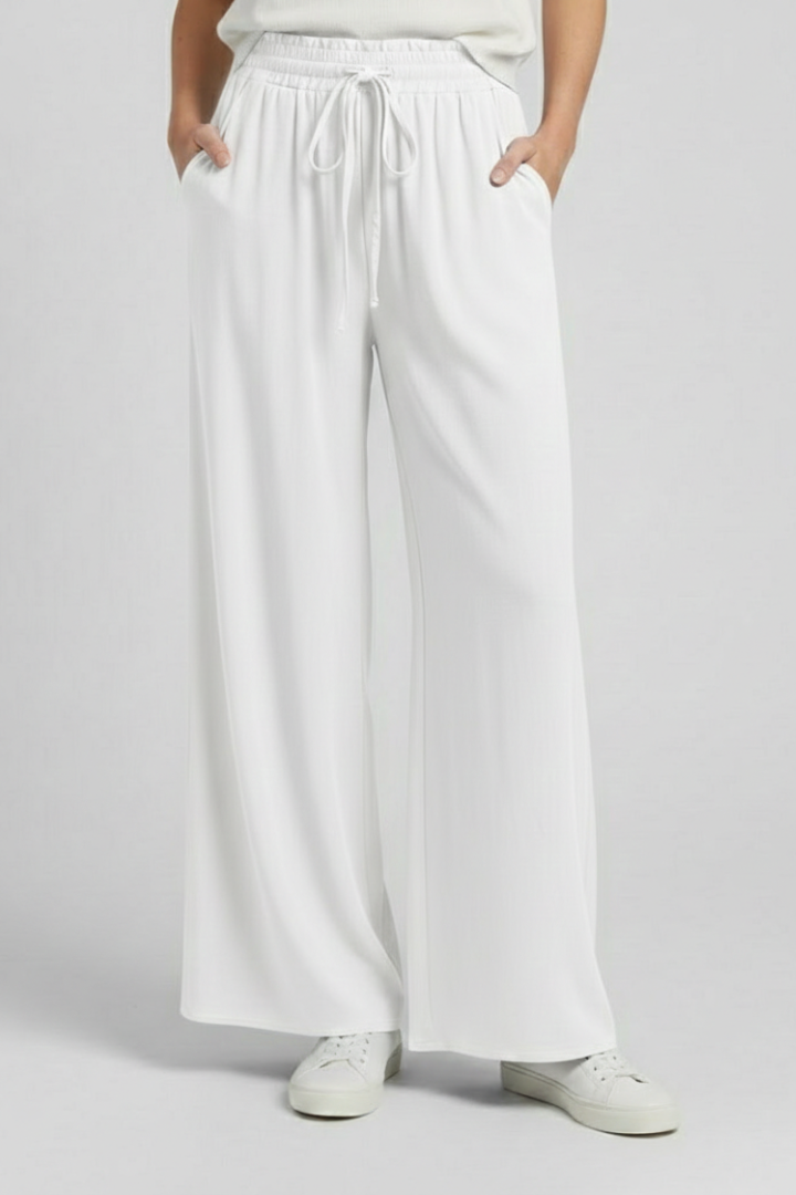 Pantalons Palazzo pour Femmes avec Taille Élastique et Poches Latérales