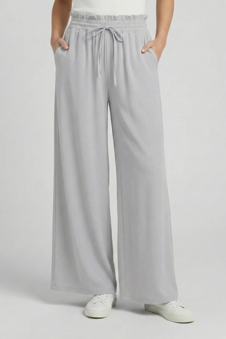 Pantalons Palazzo pour Femmes avec Taille Élastique et Poches Latérales