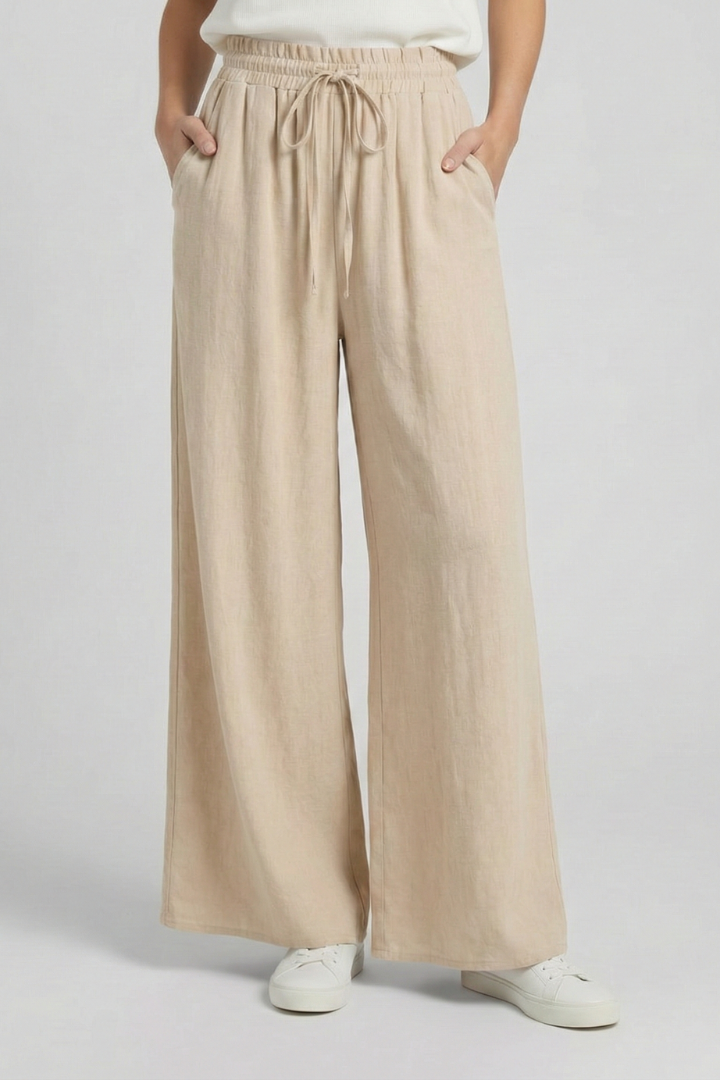 Pantalons Palazzo pour Femmes avec Taille Élastique et Poches Latérales