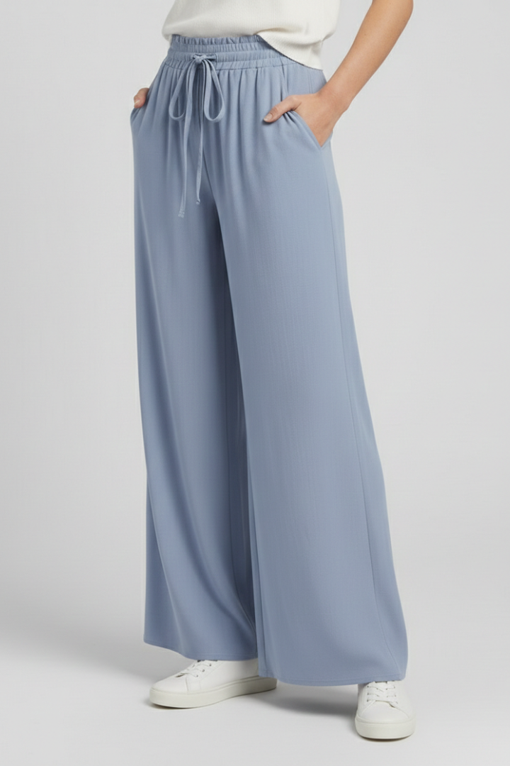 Pantalons Palazzo pour Femmes avec Taille Élastique et Poches Latérales