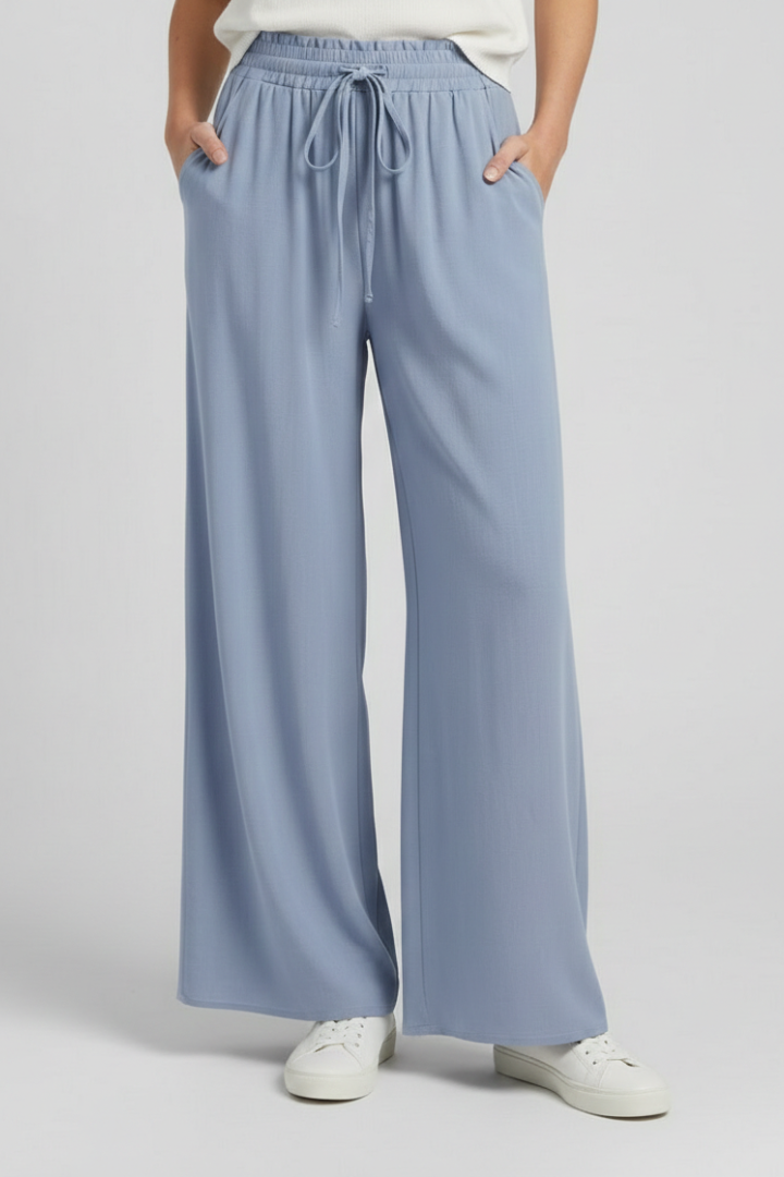 Pantalons Palazzo pour Femmes avec Taille Élastique et Poches Latérales