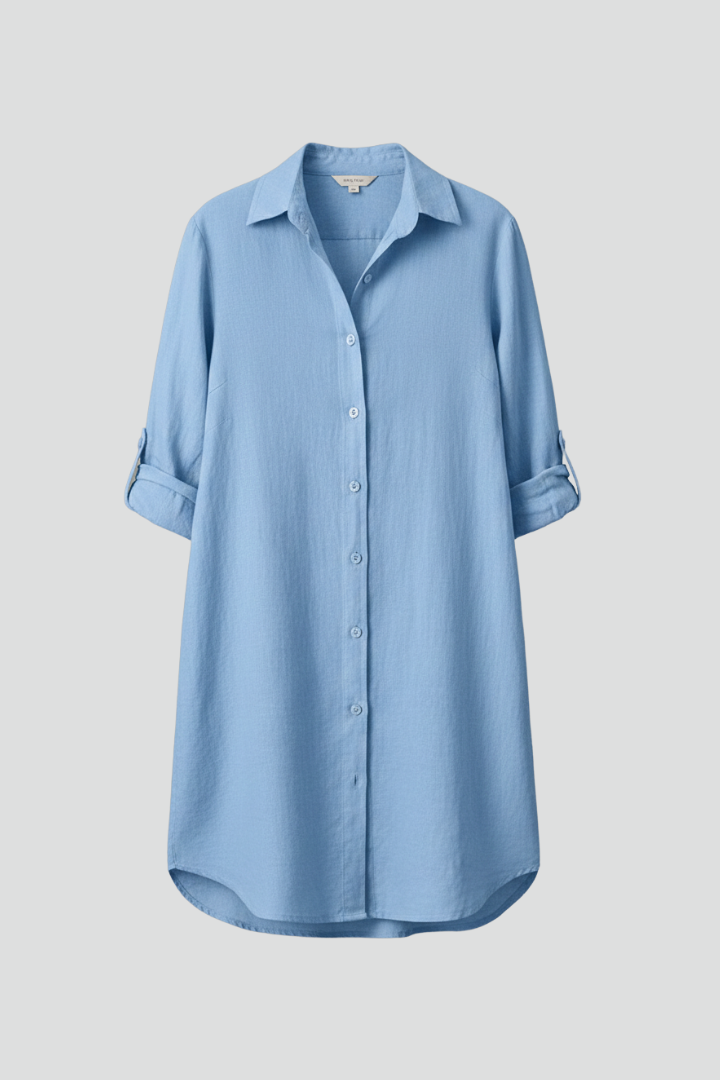Robe Chemise Femme avec Col Revers et Fermeture Boutonnée