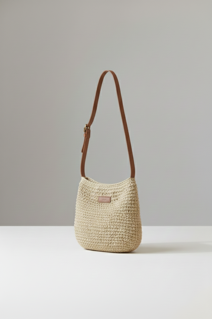 Sac à bandoulière pour femmes avec surface tissée et longue sangle