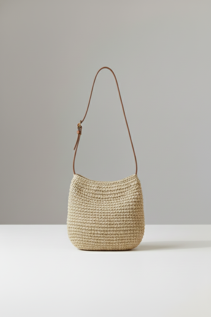 Sac à bandoulière pour femmes avec surface tissée et longue sangle
