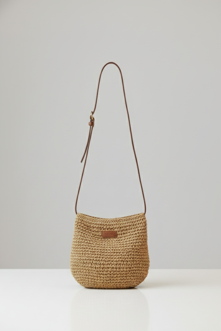 Sac à bandoulière pour femmes avec surface tissée et longue sangle